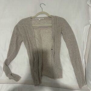 Veronica Beard Beige Ribbed Cardigan